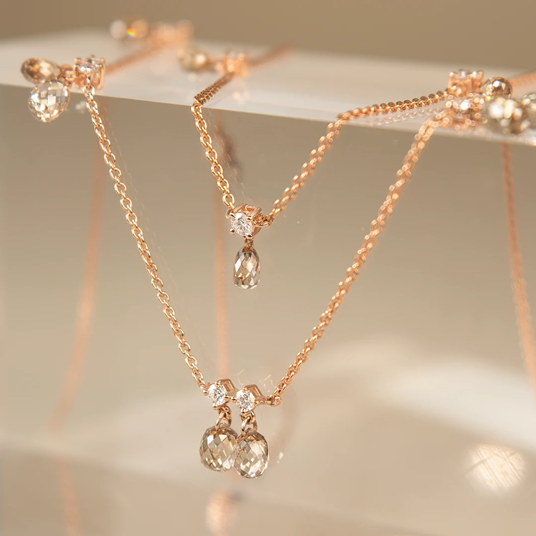 Ballerina briolette brown diamond necklace